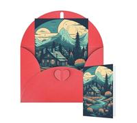 Thinking of You Cards with Envelopes Greetings Card Cabin in the Forest Blank Cards for All Occasions Birthday Thank You Note Card for Wedding Invitations Valentine's Day 10 X 15 CM