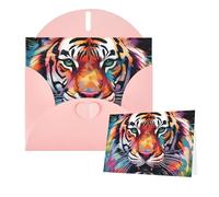 Thinking of You Cards with Envelopes Greetings Card Color paint tiger face Blank Cards for All Occasions Birthday Thank You Note Card for Wedding Invitations Valentine's Day 10 X 15 CM