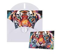 Thinking of You Cards with Envelopes Greetings Card Color paint tiger face Blank Cards for All Occasions Birthday Thank You Note Card for Wedding Invitations Valentine's Day 10 X 15 CM