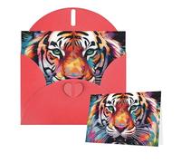 Thinking of You Cards with Envelopes Greetings Card Color paint tiger face Blank Cards for All Occasions Birthday Thank You Note Card for Wedding Invitations Valentine's Day 10 X 15 CM