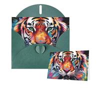 Thinking of You Cards with Envelopes Greetings Card Color paint tiger face Blank Cards for All Occasions Birthday Thank You Note Card for Wedding Invitations Valentine's Day 10 X 15 CM