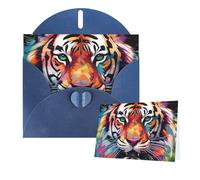Thinking of You Cards with Envelopes Greetings Card Color paint tiger face Blank Cards for All Occasions Birthday Thank You Note Card for Wedding Invitations Valentine's Day 10 X 15 CM