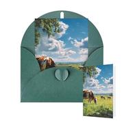Thinking of You Cards with Envelopes Greetings Card cows grazing Blank Cards for All Occasions Birthday Thank You Note Card for Wedding Invitations Valentine's Day 10 X 15 CM