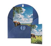 Thinking of You Cards with Envelopes Greetings Card cows grazing Blank Cards for All Occasions Birthday Thank You Note Card for Wedding Invitations Valentine's Day 10 X 15 CM