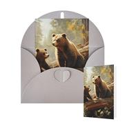Thinking of You Cards with Envelopes Greetings Card Cute Bears Play in The Tree Blank Cards for All Occasions Birthday Thank You Note Card for Wedding Invitations Valentine's Day 10 X 15 CM