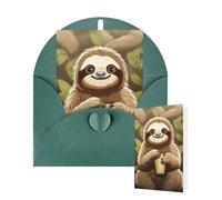 Thinking of You Cards with Envelopes Greetings Card Cute Cartoon Sloth Blank Cards for All Occasions Birthday Thank You Note Card for Wedding Invitations Valentine's Day 10 X 15 CM