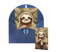 Thinking of You Cards with Envelopes Greetings Card Cute Cartoon Sloth Blank Cards for All Occasions Birthday Thank You Note Card for Wedding Invitations Valentine's Day 10 X 15 CM