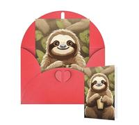 Thinking of You Cards with Envelopes Greetings Card Cute Cartoon Sloth Blank Cards for All Occasions Birthday Thank You Note Card for Wedding Invitations Valentine's Day 10 X 15 CM