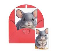 Thinking of You Cards with Envelopes Greetings Card Cute Mouse Animal Blank Cards for All Occasions Birthday Thank You Note Card for Wedding Invitations Valentine's Day 10 X 15 CM