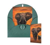 Thinking of You Cards with Envelopes Greetings Card Cute Wild Elephant Blank Cards for All Occasions Birthday Thank You Note Card for Wedding Invitations Valentine's Day 10 X 15 CM