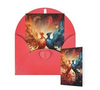 Thinking of You Cards with Envelopes Greetings Card Fire and water phoenix Blank Cards for All Occasions Birthday Thank You Note Card for Wedding Invitations Valentine's Day 10 X 15 CM