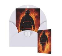 Thinking of You Cards with Envelopes Greetings Card Firefighter Fireman Flame Blank Cards for All Occasions Birthday Thank You Note Card for Wedding Invitations Valentine's Day 10 X 15 CM