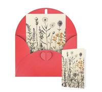 Thinking of You Cards with Envelopes Greetings Card Floral Herbs Botanical Engraving Blank Cards for All Occasions Birthday Thank You Note Card for Wedding Invitations Valentine's Day 10 X 15 CM