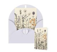 Thinking of You Cards with Envelopes Greetings Card Floral Herbs Botanical Engraving Blank Cards for All Occasions Birthday Thank You Note Card for Wedding Invitations Valentine's Day 10 X 15 CM
