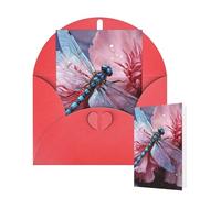 Thinking of You Cards with Envelopes Greetings Card flower and blue dragonfly Blank Cards for All Occasions Birthday Thank You Note Card for Wedding Invitations Valentine's Day 10 X 15 CM