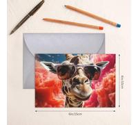 Thinking of You Cards with Envelopes Greetings Card Giraffe wearing sunglasses Blank Cards for All Occasions Birthday Thank You Note Card for Wedding Invitations Valentine's Day 10 X 15 CM
