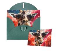 Thinking of You Cards with Envelopes Greetings Card Giraffe wearing sunglasses Blank Cards for All Occasions Birthday Thank You Note Card for Wedding Invitations Valentine's Day 10 X 15 CM