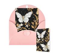 Thinking of You Cards with Envelopes Greetings Card Gold White Butterflies Black Blank Cards for All Occasions Birthday Thank You Note Card for Wedding Invitations Valentine's Day 10 X 15 CM