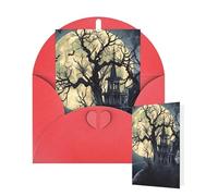Thinking of You Cards with Envelopes Greetings Card Halloween Night Dead Tree Blank Cards for All Occasions Birthday Thank You Note Card for Wedding Invitations Valentine's Day 10 X 15 CM