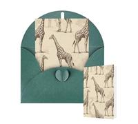 Thinking of You Cards with Envelopes Greetings Card Hand Drawn Giraffes Blank Cards for All Occasions Birthday Thank You Note Card for Wedding Invitations Valentine's Day 10 X 15 CM
