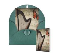 Thinking of You Cards with Envelopes Greetings Card Harp and Butterfly Blank Cards for All Occasions Birthday Thank You Note Card for Wedding Invitations Valentine's Day 10 X 15 CM