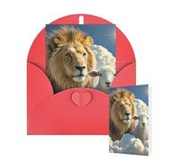 Thinking of You Cards with Envelopes Greetings Card Lamb with A Lion Clouds Blank Cards for All Occasions Birthday Thank You Note Card for Wedding Invitations Valentine's Day 10 X 15 CM