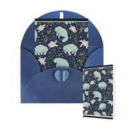 Thinking of You Cards with Envelopes Greetings Card Manatee Animals Blank Cards for All Occasions Birthday Thank You Note Card for Wedding Invitations Valentine's Day 10 X 15 CM