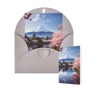 Thinking of You Cards with Envelopes Greetings Card Mount Fuji Cherry Blossom Trees Blank Cards for All Occasions Birthday Thank You Note Card for Wedding Invitations Valentine's Day 10 X 15 CM