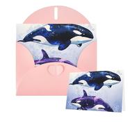 Thinking of You Cards with Envelopes Greetings Card Orca Killer Whale Blank Cards for All Occasions Birthday Thank You Note Card for Wedding Invitations Valentine's Day 10 X 15 CM