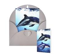 Thinking of You Cards with Envelopes Greetings Card Orca Killer Whale Blank Cards for All Occasions Birthday Thank You Note Card for Wedding Invitations Valentine's Day 10 X 15 CM