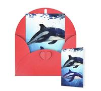 Thinking of You Cards with Envelopes Greetings Card Orca Killer Whale Blank Cards for All Occasions Birthday Thank You Note Card for Wedding Invitations Valentine's Day 10 X 15 CM