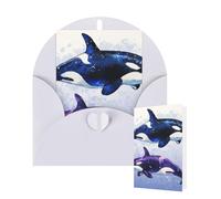Thinking of You Cards with Envelopes Greetings Card Orca Killer Whale Blank Cards for All Occasions Birthday Thank You Note Card for Wedding Invitations Valentine's Day 10 X 15 CM