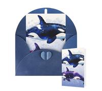 Thinking of You Cards with Envelopes Greetings Card Orca Killer Whale Blank Cards for All Occasions Birthday Thank You Note Card for Wedding Invitations Valentine's Day 10 X 15 CM