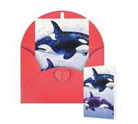 Thinking of You Cards with Envelopes Greetings Card Orca Killer Whale Blank Cards for All Occasions Birthday Thank You Note Card for Wedding Invitations Valentine's Day 10 X 15 CM