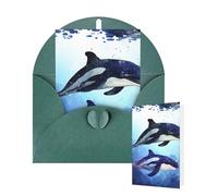 Thinking of You Cards with Envelopes Greetings Card Orca Killer Whale Blank Cards for All Occasions Birthday Thank You Note Card for Wedding Invitations Valentine's Day 10 X 15 CM