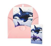 Thinking of You Cards with Envelopes Greetings Card Orca Killer Whale Blank Cards for All Occasions Birthday Thank You Note Card for Wedding Invitations Valentine's Day 10 X 15 CM