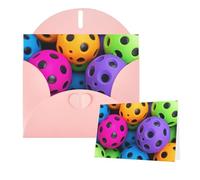 Thinking of You Cards with Envelopes Greetings Card Pickleball Balls Colors Pattern Blank Cards for All Occasions Birthday Thank You Note Card for Wedding Invitations Valentine's Day 10 X 15 CM