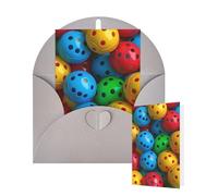 Thinking of You Cards with Envelopes Greetings Card Pickleball Balls Colors Pattern Blank Cards for All Occasions Birthday Thank You Note Card for Wedding Invitations Valentine's Day 10 X 15 CM