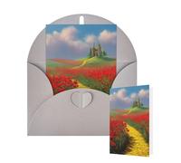 Thinking of You Cards with Envelopes Greetings Card Poppies Field Yellow Brick Road Blank Cards for All Occasions Birthday Thank You Note Card for Wedding Invitations Valentine's Day 10 X 15 CM