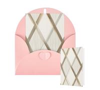 Thinking of You Cards with Envelopes Greetings Card Profile Geometric Ivory Gold Blank Cards for All Occasions Birthday Thank You Note Card for Wedding Invitations Valentine's Day 10 X 15 CM