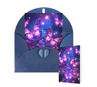 Thinking of You Cards with Envelopes Greetings Card Purple cute butterfly print Blank Cards for All Occasions Birthday Thank You Note Card for Wedding Invitations Valentine's Day 10 X 15 CM