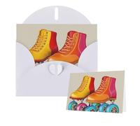 Thinking of You Cards with Envelopes Greetings Card Retro Colorful Roller Skates Blank Cards for All Occasions Birthday Thank You Note Card for Wedding Invitations Valentine's Day 10 X 15 CM