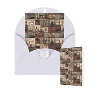 Thinking of You Cards with Envelopes Greetings Card Rustic Lodge Bear Moose Blank Cards for All Occasions Birthday Thank You Note Card for Wedding Invitations Valentine's Day 10 X 15 CM