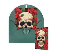 Thinking of You Cards with Envelopes Greetings Card Sugar Skull Rose Blank Cards for All Occasions Birthday Thank You Note Card for Wedding Invitations Valentine's Day 10 X 15 CM