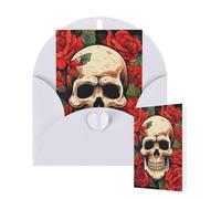 Thinking of You Cards with Envelopes Greetings Card Sugar Skull Rose Blank Cards for All Occasions Birthday Thank You Note Card for Wedding Invitations Valentine's Day 10 X 15 CM