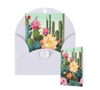 Thinking of You Cards with Envelopes Greetings Card Summer Floral Cactus Blank Cards for All Occasions Birthday Thank You Note Card for Wedding Invitations Valentine's Day 10 X 15 CM