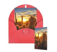 Thinking of You Cards with Envelopes Greetings Card Sunset Cactus in Desert Blank Cards for All Occasions Birthday Thank You Note Card for Wedding Invitations Valentine's Day 10 X 15 CM