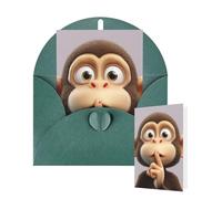 Thinking of You Cards with Envelopes Greetings Card The silent monkey Blank Cards for All Occasions Birthday Thank You Note Card for Wedding Invitations Valentine's Day 10 X 15 CM