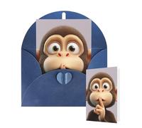 Thinking of You Cards with Envelopes Greetings Card The silent monkey Blank Cards for All Occasions Birthday Thank You Note Card for Wedding Invitations Valentine's Day 10 X 15 CM