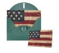 Thinking of You Cards with Envelopes Greetings Card Vintage American USA Flag Blank Cards for All Occasions Birthday Thank You Note Card for Wedding Invitations Valentine's Day 10 X 15 CM
